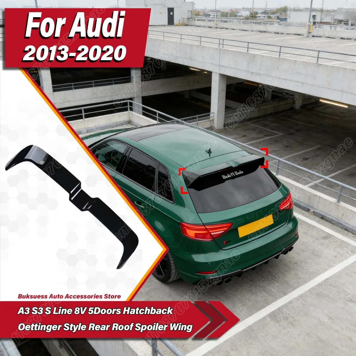 

Для Audi A3 S3 S Line 8V 5-дверный хэтчбек 2013-2020: задний спойлер/антикрыло в стиле Oettinger
