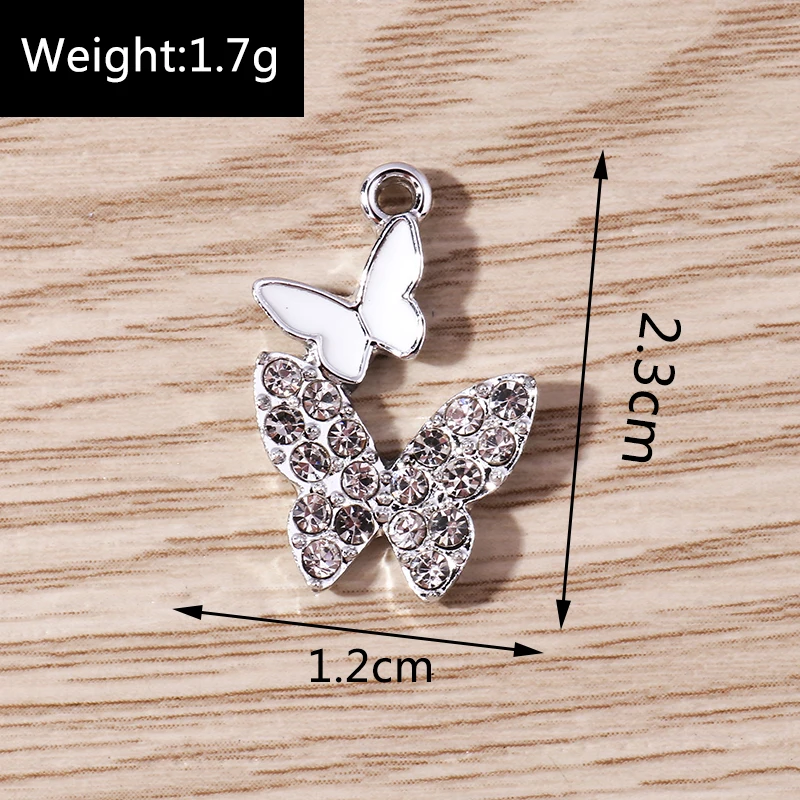 Tusember 10Pcs Exquisite Crystal Butterfly Charms For Pendant Necklaces Earring Keychain Handmade Craft DIY Supply