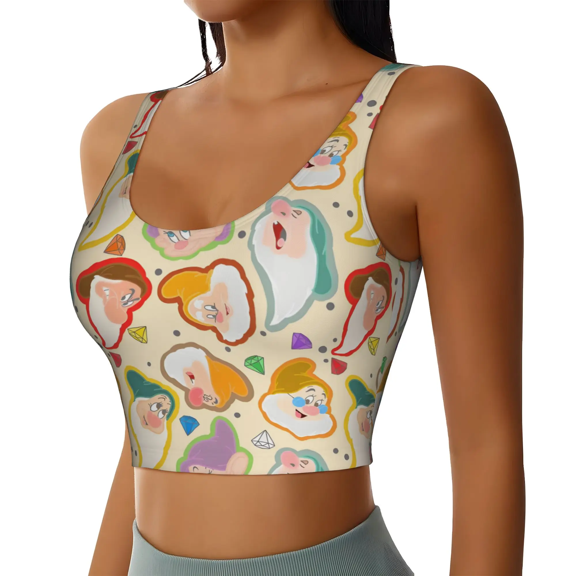 Custom Seven Dwarfs Workout Crop Tank Tops for Women Seamless Anime Manga Yoga Running Sports Bras