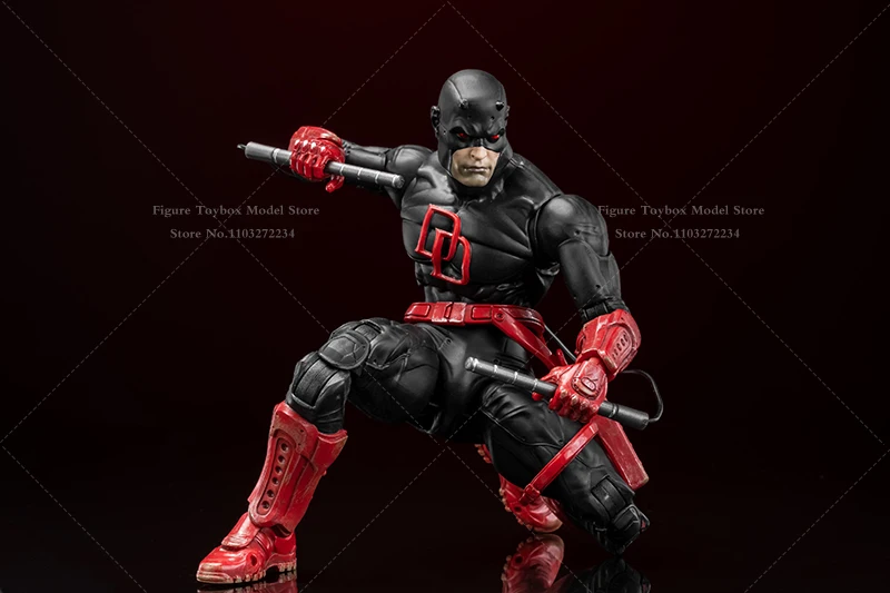 Em estoque escala 1/10 preto vermelho daredevil murdock figura de ação design do corpo móvel 18cm estatueta modelo presentes coleção flftoys