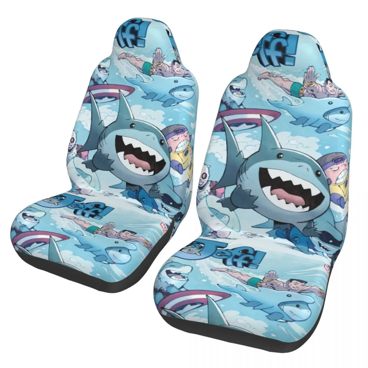 

Jeff The Land Shark Car Seat Cover Flexible Seat Covers Set Of 2 Universal Fit for Trucks Cars Sedans