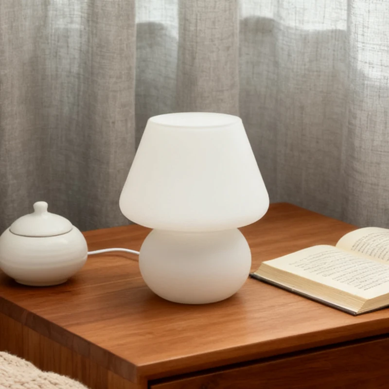 

Artistic Sandblasted Double-Layer Table Lamp with Mushroom Shape, Warm Atmosphere Light for Bedside, Decorative Table Lamp