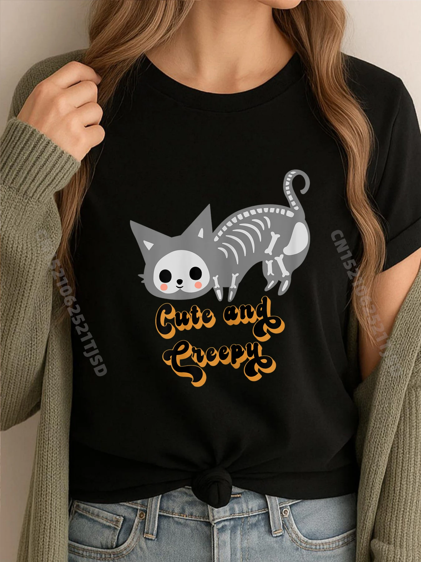 

Забавные милые и жуткие рубашки со скелетом кота на Хэллоуин, рубашки с рисунком «Кошелек или жизнь», мужская одежда, предложения