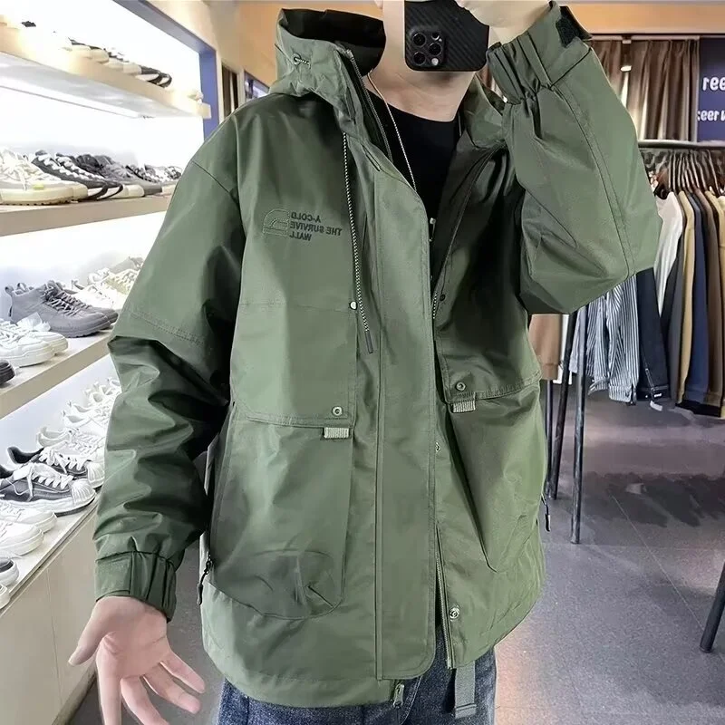 

Мужская демисезонная рабочая куртка-ветровка для активного отдыха, повседневная, с хлопковым наполнителем, длинными рукавами, с принтом, свободного кроя