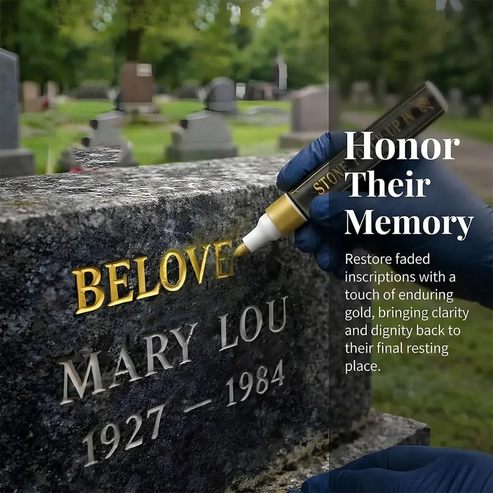 Quick-Drying Tombstone Marker Pen Oil Based Weather-Resistant Gravestone Marker Pen Fine Tip Waterproof Gravestone Lettering Pen