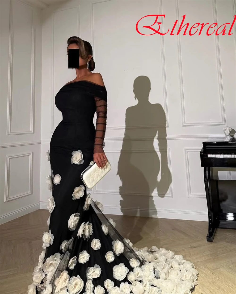 

Customized Exquisite Chapel Train Strapless Sleeveless Evening Dress High Quality Flowers Party Dresses Delicate Jersey Gowns