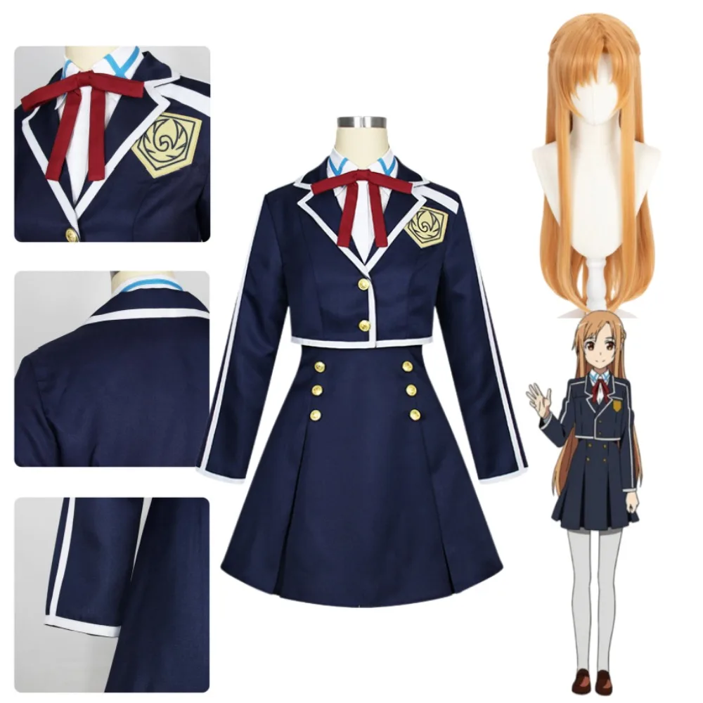 Disfraz de Cosplay de Asuna Yuuki de Sword Art Online, Conjunto de Falda y Camisa con Accesorios, para Mujeres Adultas, Halloween, Comic Con