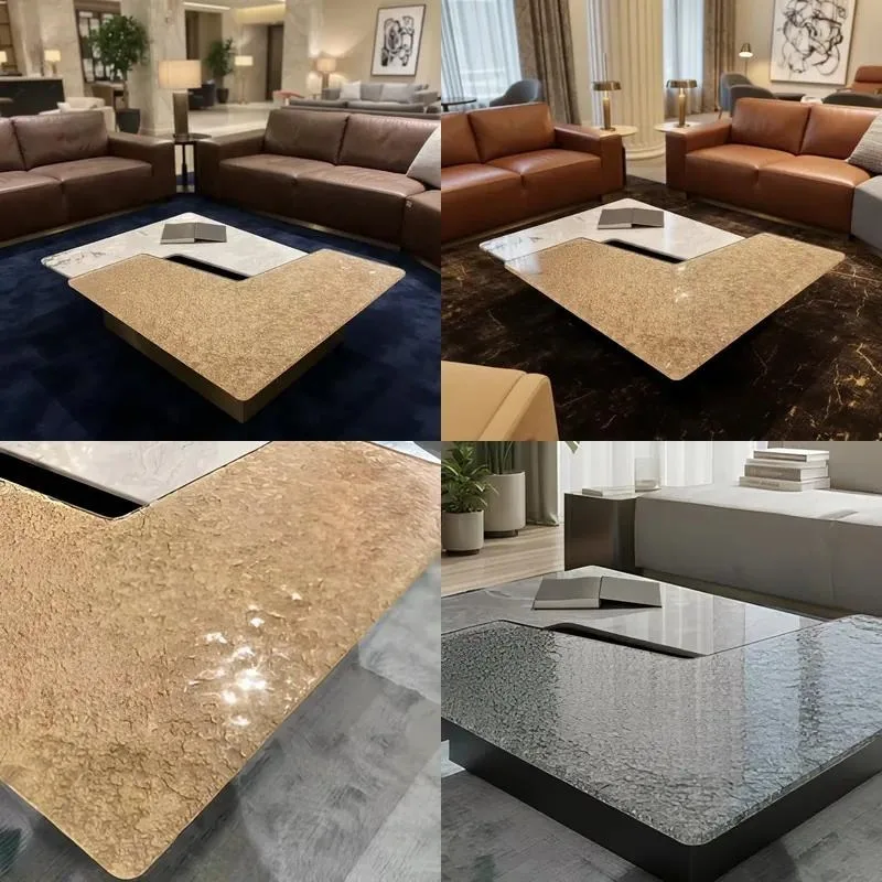 for Customized high-quality environmentally friendly and non-toxic modern hot-melt glass coffee table tempered glass desktop,
