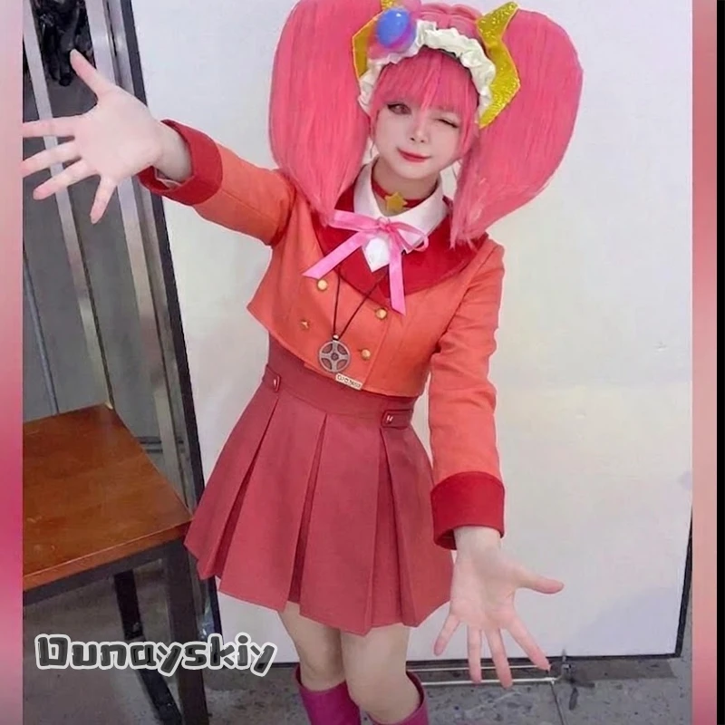 

Dream ZS^Kobayashi Mikuru School Uniform Red Coat Dress Kawaii Magic Suit Wigs Halloween Anime Star Detecticeee Precure! Cosplay