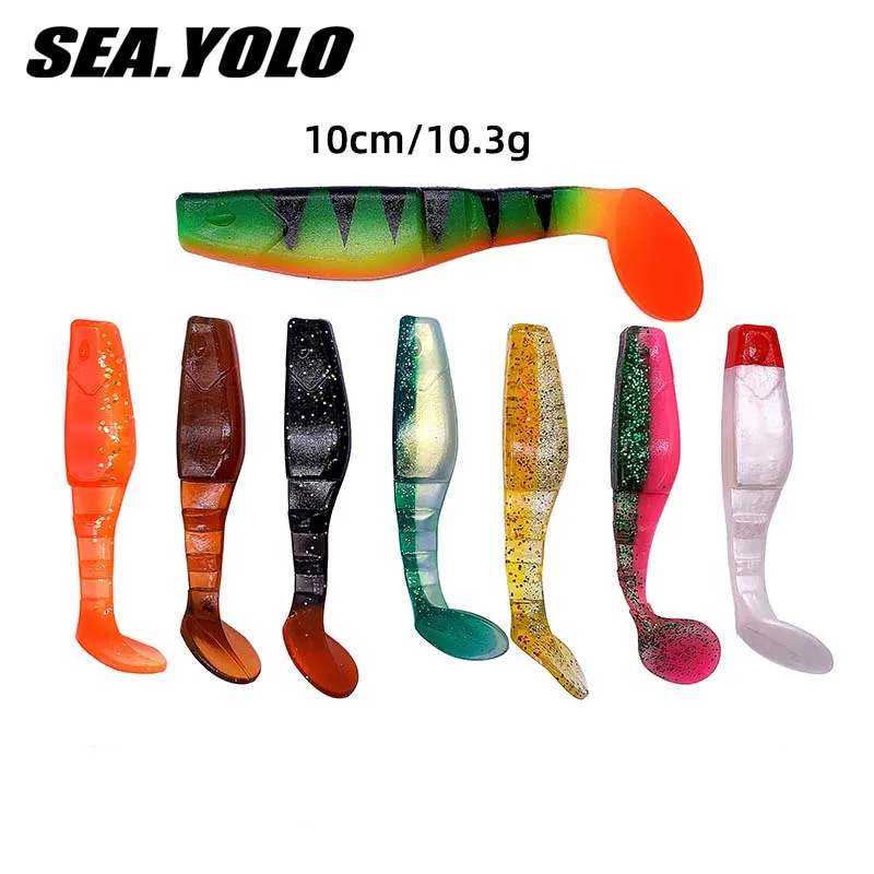 

Sea. Yolo Fishing Bait Dual Color PVC Lure Bait Soft Bait T-tail Biomimetic Bait Perch Lure Carp Bait Fishing Goods