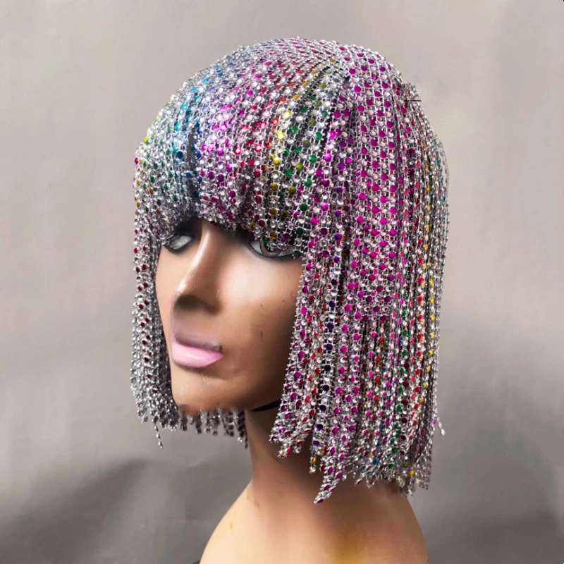 

Sparkly Tassel Chain Wig Headgear Bar Nightclub Gogo Dancer Head Ornament Party Show Rave Stage Accessories Costume