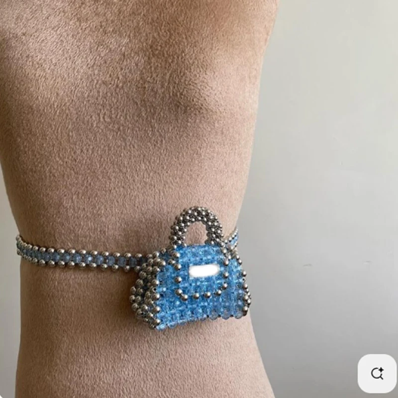

New Fashion Waist Bag Made of Acrylic Beads Exquisite Compact Small Square Bags Single Shoulder Mini Design Party Handbag