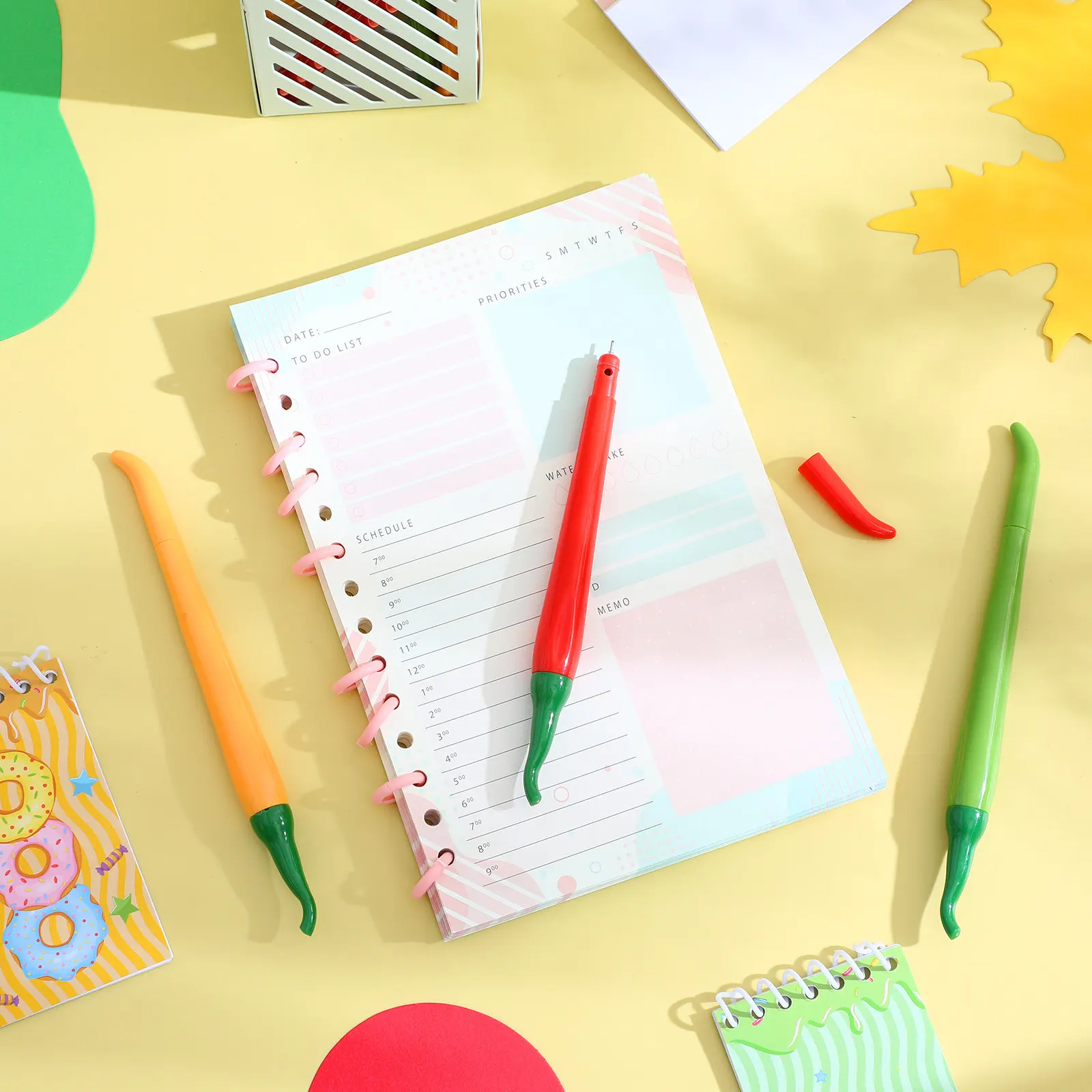 

18Pcs Chili Shaped Gel Ink Pens Cute Cartoon Stationery for School Office Home Journaling Sketching Doodling Coloring Note