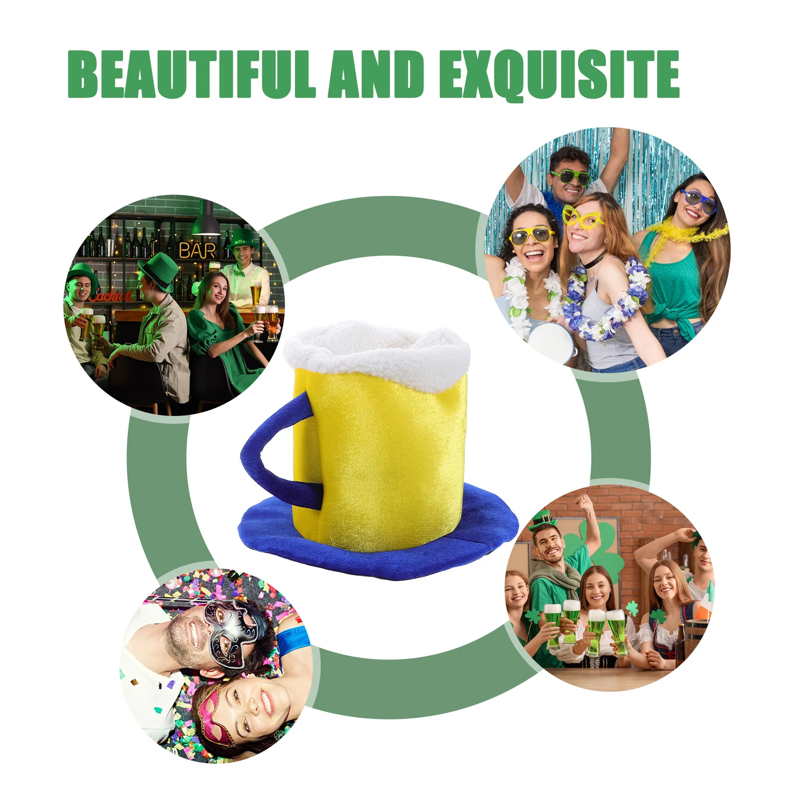 

Party Hat Beer Mug Style Festival Costume Accessory Soft Fabric Fit Most Sizes Great for Cosplay Oktoberfest Halloween Events