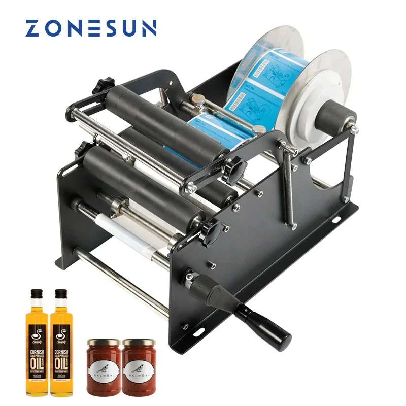 

ZONESUN Manual Bottle Labeling Machine For Round Glass Beer Cans Wine Sticker Labler Labeler Applicator