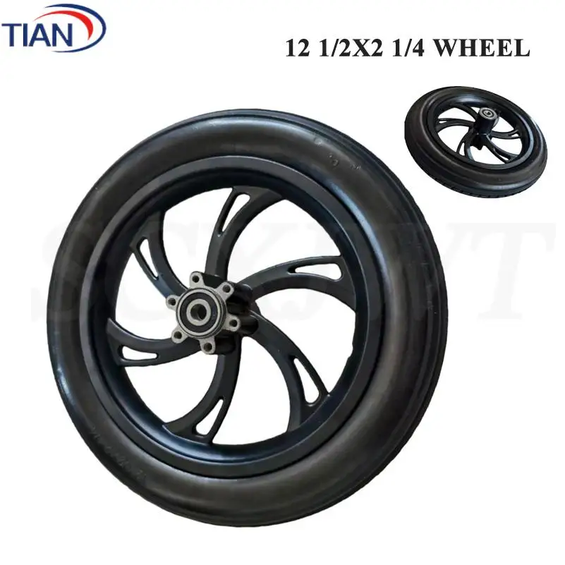 

12-дюймовое переднее колесо складного велосипеда в сборе — 12 1/2x2 1/4 (57-203) сплошной шиной, готовое к установке колесо
