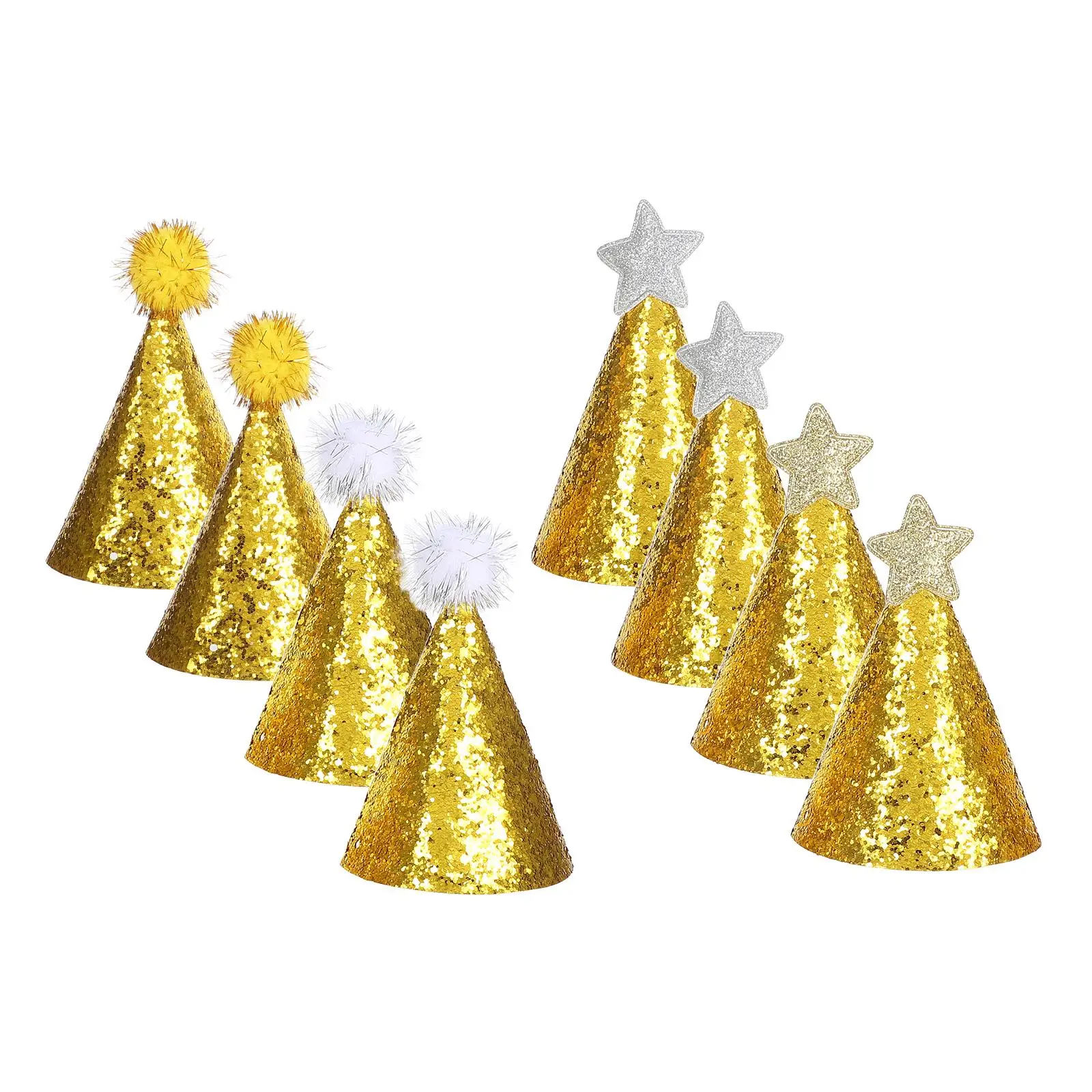 

8 Pcs Birthday Hat Party Hats for Kids Silver Celebration Decorative Props Material Safe Reliable