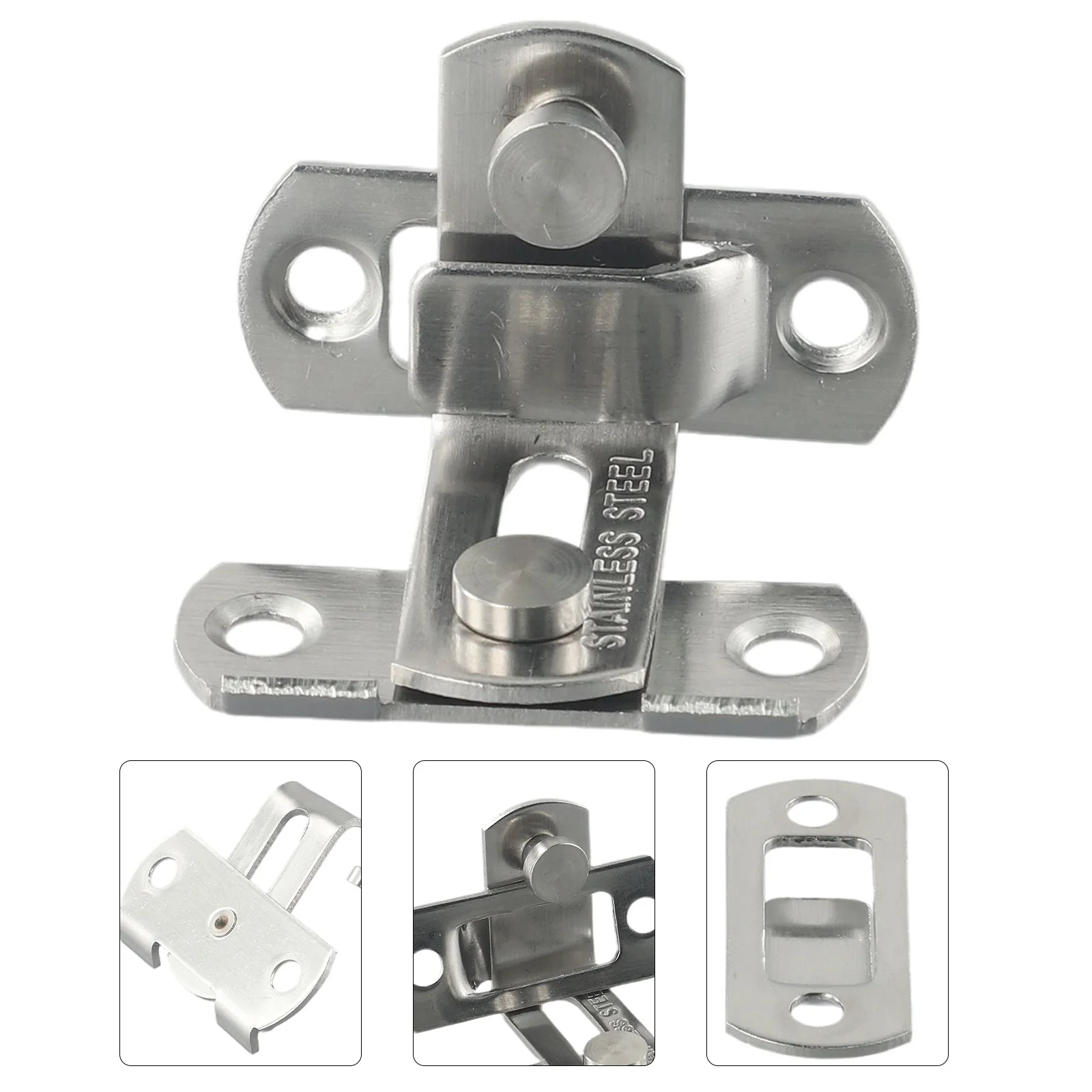 مزلاج الباب الترباس 3 بوصة 90 درجة غلق بمشبك الفضة انزلاق قفل أثاث من الفولاذ المقاوم للصدأ قفص الحيوانات الأليفة الصغيرة درج غرفة