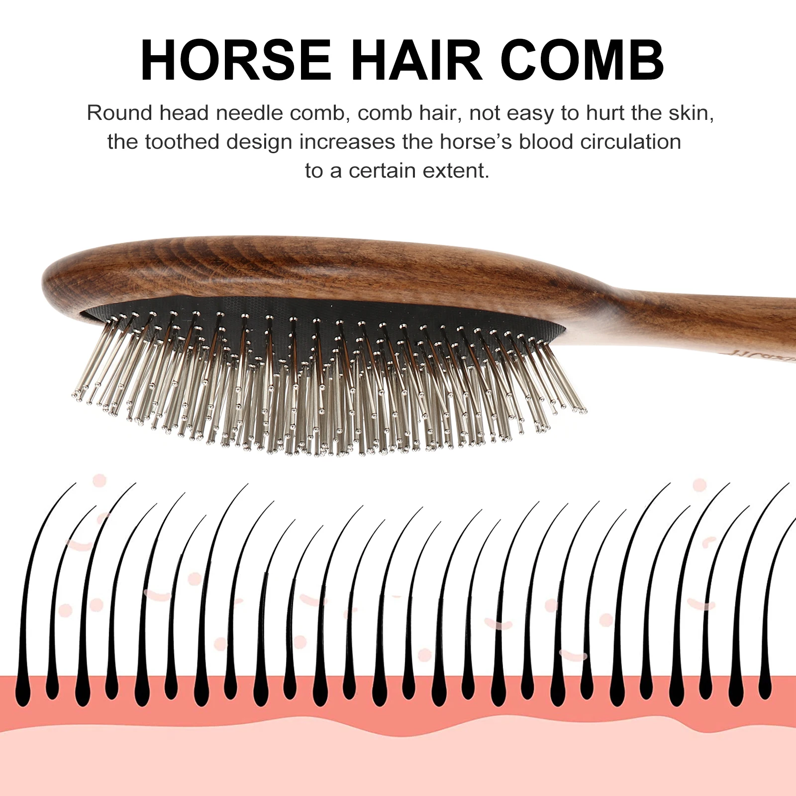 Cepillo de pelo de madera duradero, ergonómico, accesorios de limpieza H, elimina el cobertizo de barro, pelo de caballo, aumenta la circulación, herramienta de masaje para mascotas