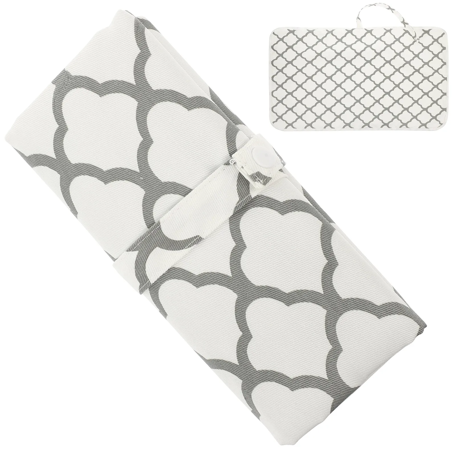 

Portable Baby Washable Reusable Travel Diaper Changing Pad Softer Diaper Pad Gray Geometric Design Foldable Pads