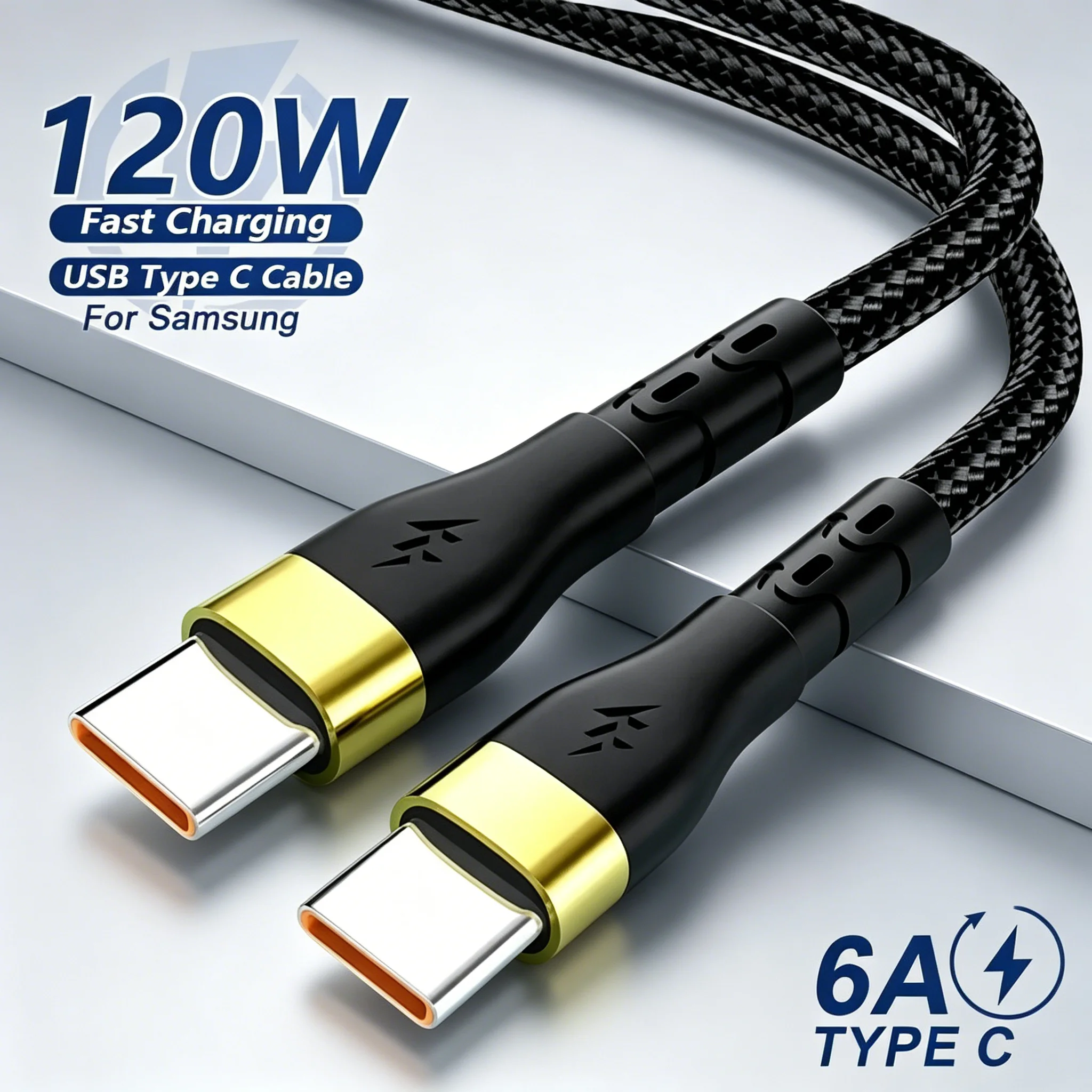 120W Typ-C-auf-Typ-C-Kabel, Typ-C-Schnellladekabel, C-auf-C-USB-C-Kabel, Zubehör für iPhone 16, 15, Samsung, Xiaomi