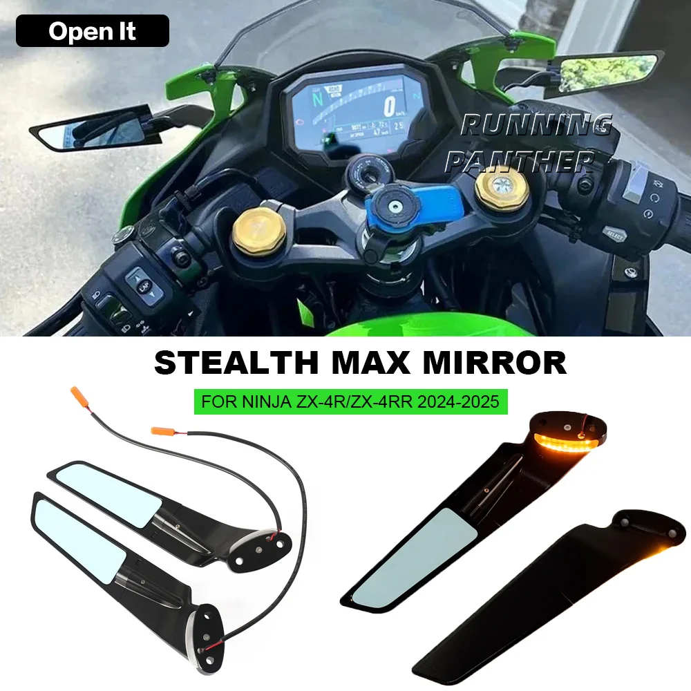 

Fit Rearview Mirror For Kawasaki NINJA ZX4R ZX4RR ZX-4R ZX-4RR ZX 4R 4RR 2024 2025 Motorcycle LED Turn Signal Light Mirrors Lamp