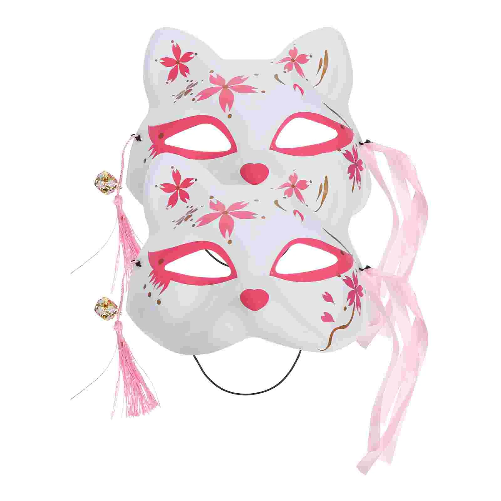 2 Pcs Sakura Fox Mask Masks Cosplay Costume Prop Halloween Party Stage Performance Demon