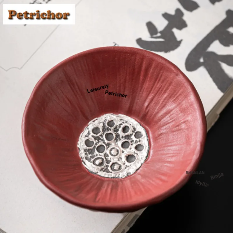 الرسم الفضي لوتس جراب المدينة المحرمة فنجان الشاي الأحمر وعاء الشاي القديم القدح الشاي تذوق كوب شخصي Chazhan ماستر أكواب تشا كرافت