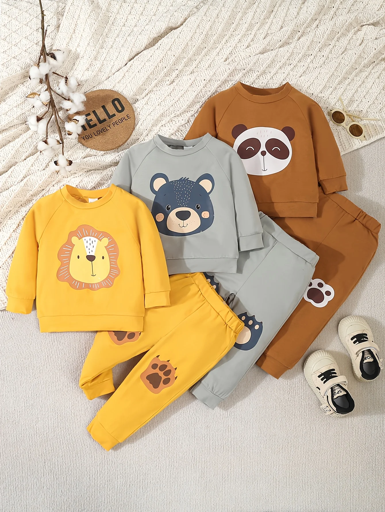 

A 6-Piece Spring New Baby Boy Animal Print Long-Sleeved And Long Pants Set A Casual Outdoor Sports 2-Piece Set
