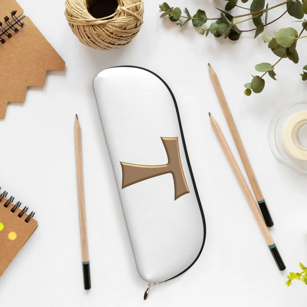 النحاس نظرة فرانسيسكان تاو الصليب مقلمة حامل قلم تخزين القرطاسية لوازم سعة كبيرة صندوق القلم حقيبة أقلام رصاص لصبي فتاة