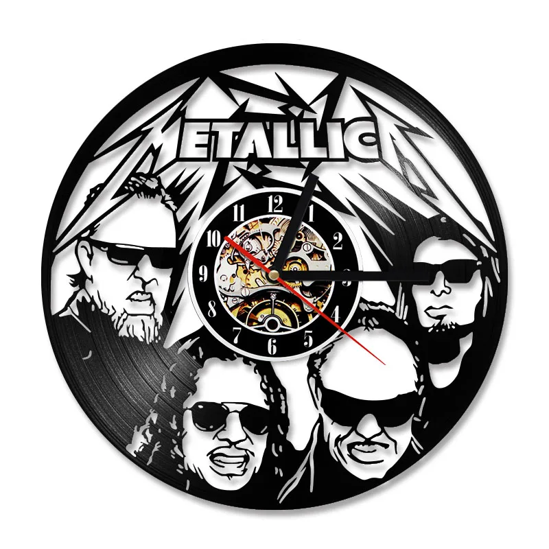 Heavy Metal Rock N Roll Modern Vinyl Record Wall Clock Music Band 3D Handmade Wall Watch Music Lover Gift