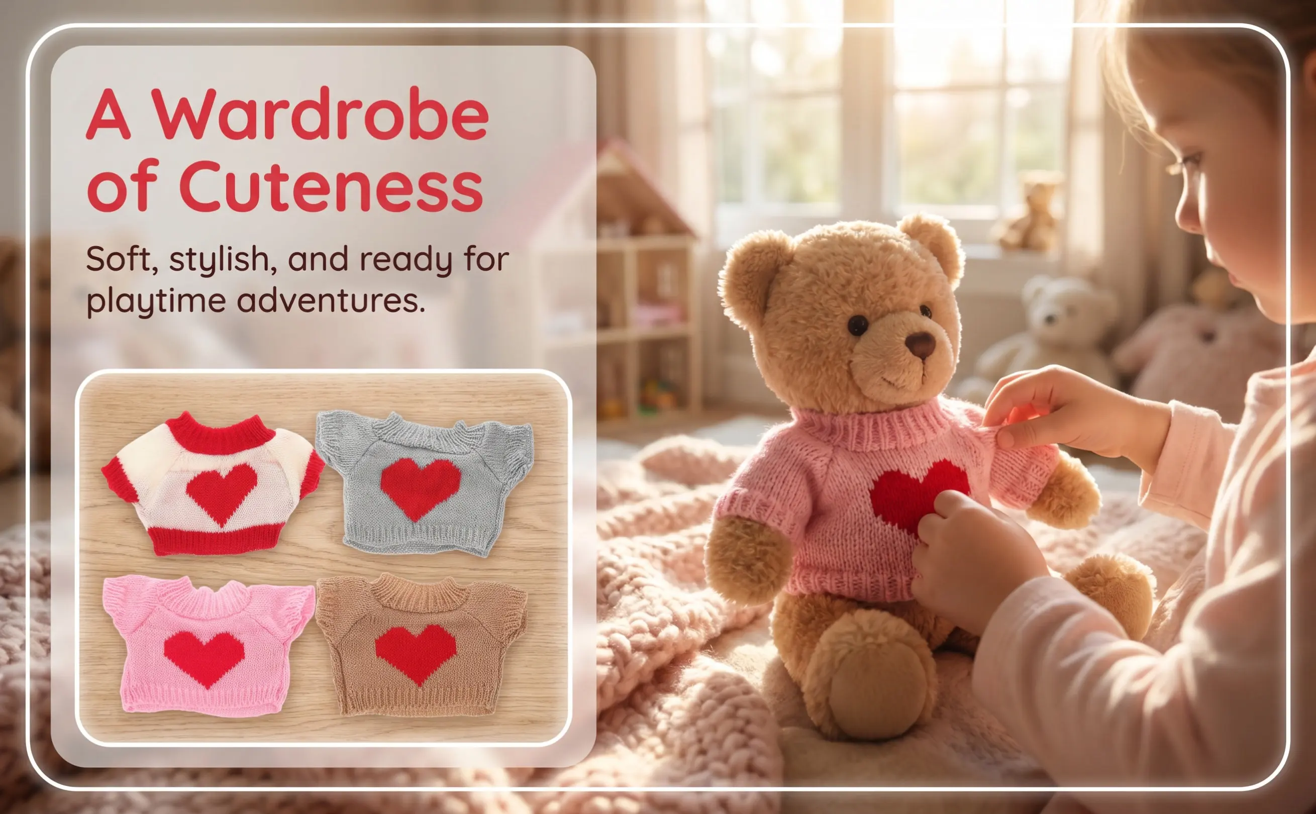 4Pcs Stuffed Bear Clothing Soft Wool Sweater Replacement Bear Outfit Decorative Small Animal Clothes Kids Gift