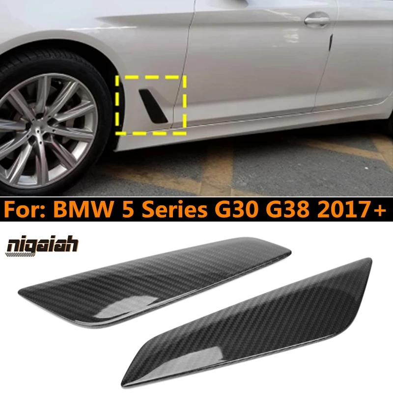 

2Pcs Dry Carbon Fiber Front Fender Shark Gills Side Air Vent Trims Covers For BMW 5 Series G30 G38 2017 2018 2019 2020 2021