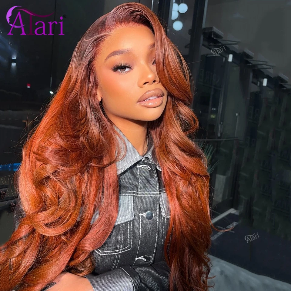 

13x4 13x6 Sunset Orange Lace Frontal Body Wave Wig Dark Rose Brown Human Hair Wigs Pre Plucked Brazilian Remy Hair for Women