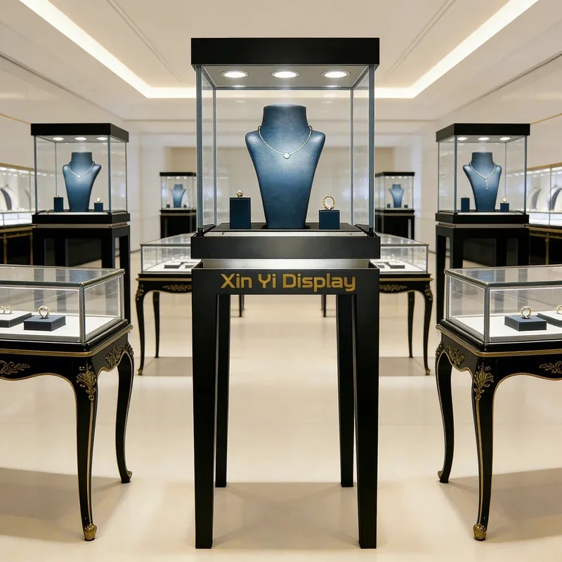 custom.Premium XINYI Modern Jewel Cabinet Display 3-Color LED Lighting Stainless Steel Counter Waterproof Eco-Friendly Rec