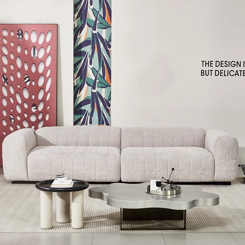 Vacuum Sponge Square 4 Seater Upholstered Boneless Long Couch Luxury Extra Large Sectional Compressed Sofa for Living Room