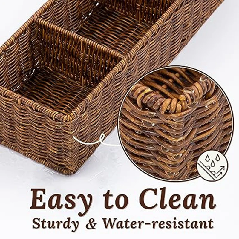 Woven Storage Box Desktop Miscellaneous Box Toilet Paper Box Storage Bathroom Organizer Bathroom Sink Storage Countertop Durable