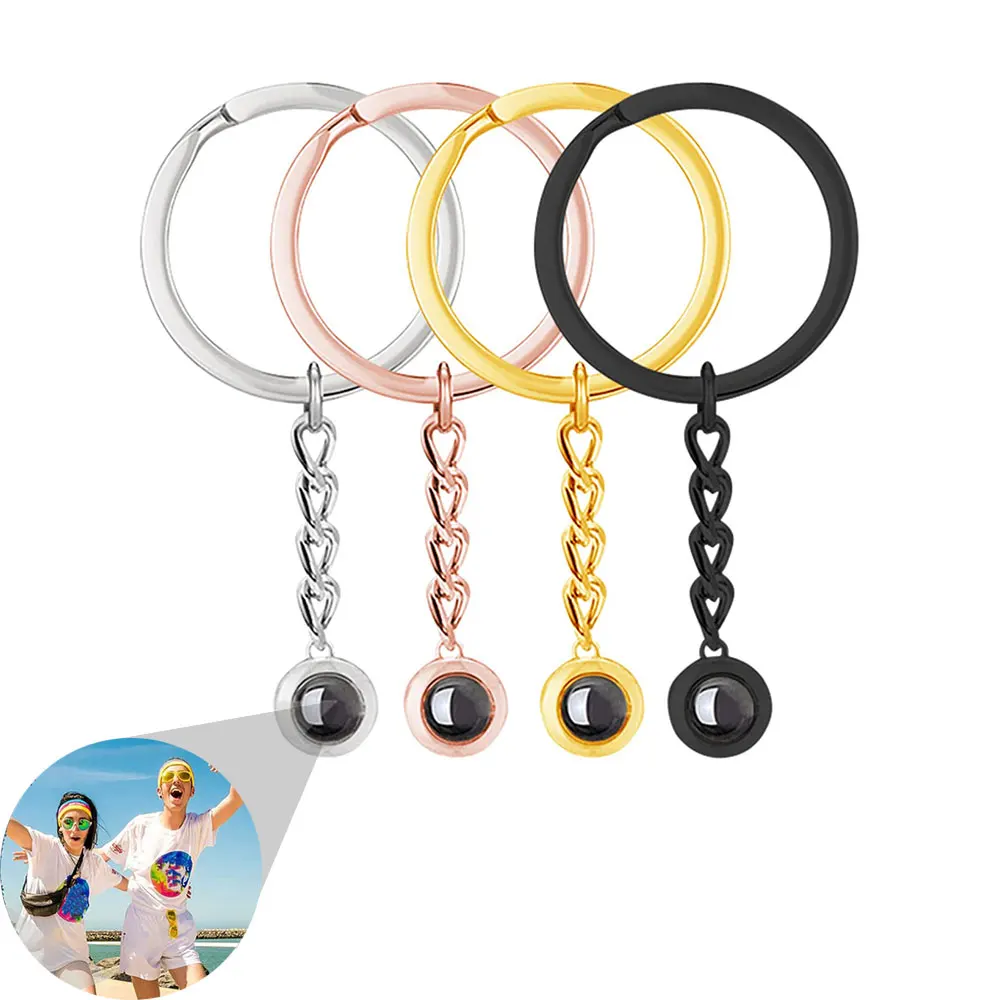 2024 New Photo Projection Keychain Circle Customized Projection Photo Keychain Stainless Steel Photo Keychain Memorial Gifts