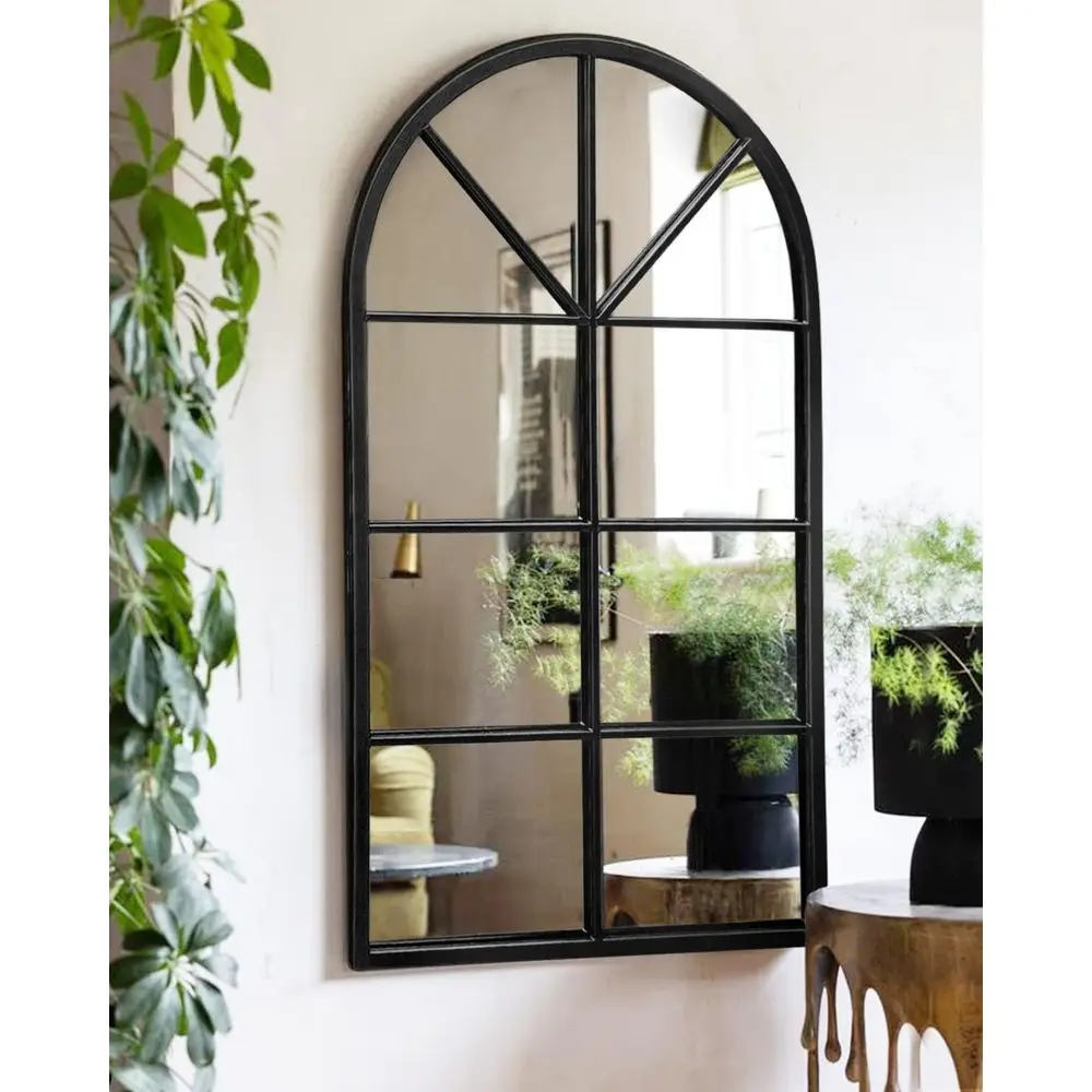 

Зеркало настенное арочное 24x42 с железной рамой, идеально подходит для декора дома: спальни, прихожей, гостиной (черное)