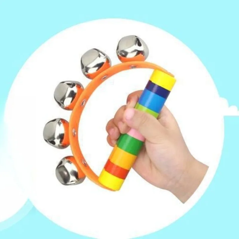 เครื่องดนตรีไม้ ของเล่นเสริมพัฒนาการเด็กเล็ก สำหรับเด็กวัยเตาะแตะ การศึกษาปฐมวัย ระฆังมือรูปครึ่งวงกลมหลากสี