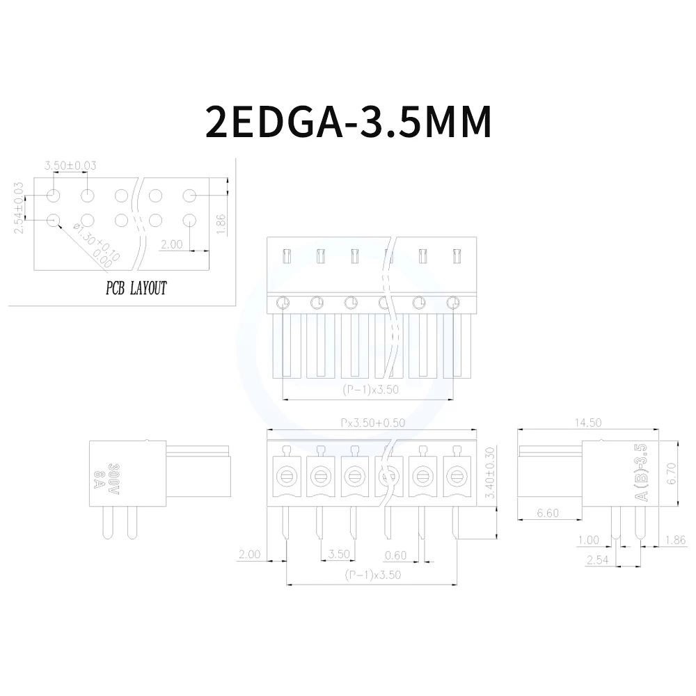 (10 pcs) KF 2EDGA 2EDGB 3.5mm 3.81mm Board-to-Board Vertical In-Line PCB Soldering Right Angle/Straight Pin 15EDGA / B 3.5 3.81