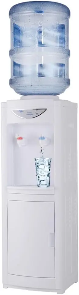 

Water Cooler Dispenser for 5 Gallon Bottle, Loading Hot and Cold Water Dispenser with Cabinet & Child Lock, Saving Frees