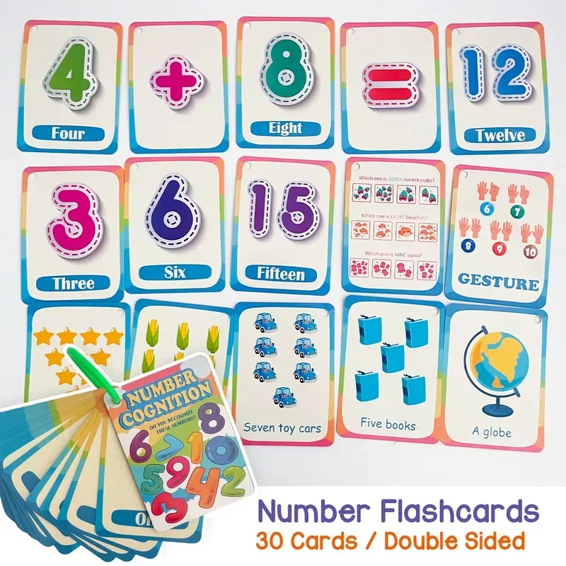 

Numbers 1-20 Math Flash Cards-English Cards with Colorful Numeral Trainers for Ages 3-6, Addition & Subtraction Practice