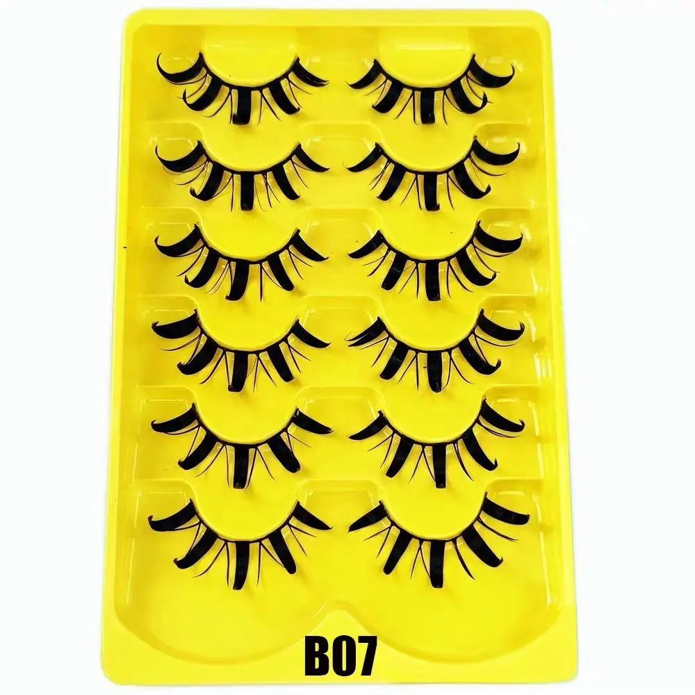 6ペアの繊細でふわふわしたつけまつげ、太くて長いドラマチックな3Dフェイクミンクまつげ、手作りのソフトバンドタイまつげ