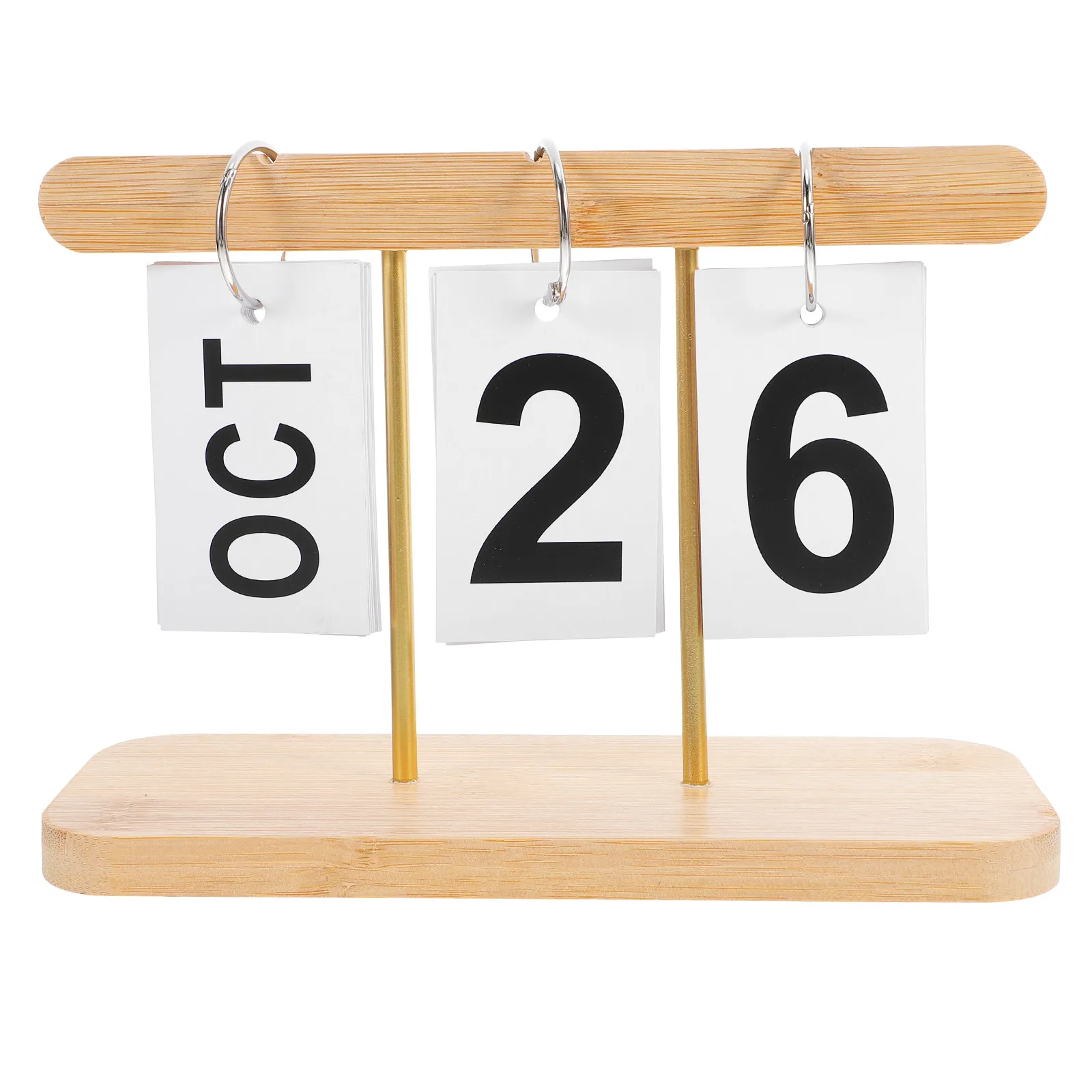 

Bamboo Iron Flip Perpetual Desk Calendar Creative Decorative Daily Flip Calendar for Office Home Classroom Use