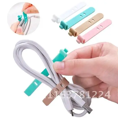 

Silicone Straps Data Cable Soft Tape USB Wire Cable Tie Cable Organizer For iphone Android Charging earphone Bobbin winder