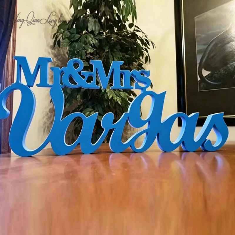 Custom Mr. And Mrs. Last Name Table Sign Wedding Decor Personalized Home Decor