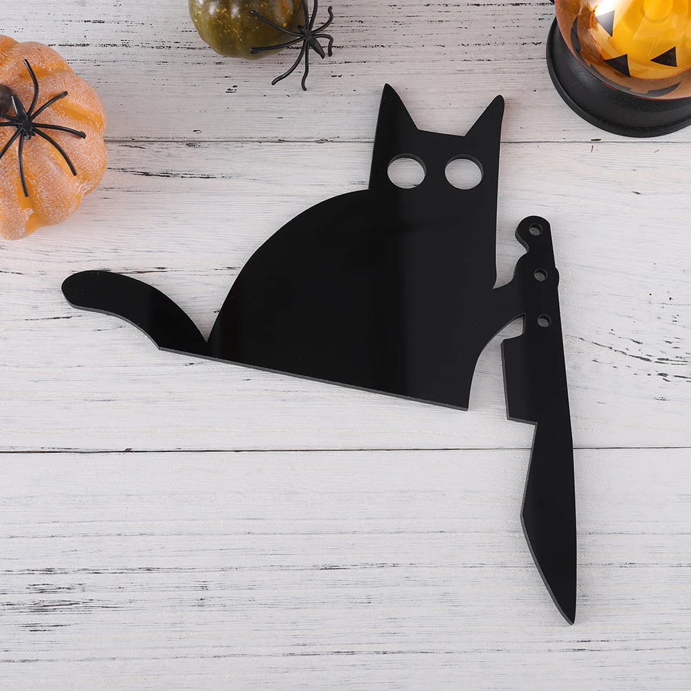 

Halloween Evil Cat Door Topper Door Frame Decor Black Cat Corner Decor Creative Door Right Angle Sign for Home Office
