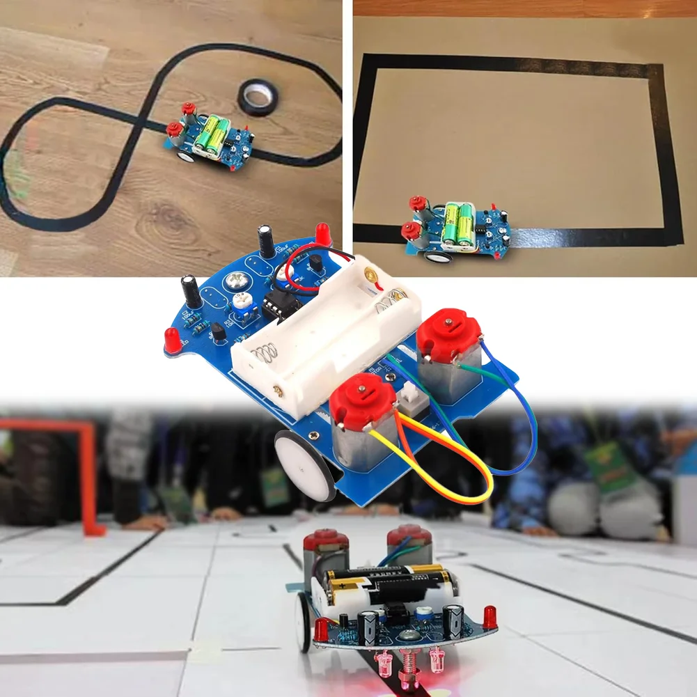 Smart Line Follower Robot Car Kit With Automatic Sensing Red LED Sensor DIY Welding Practice Electronic Project For Teaching