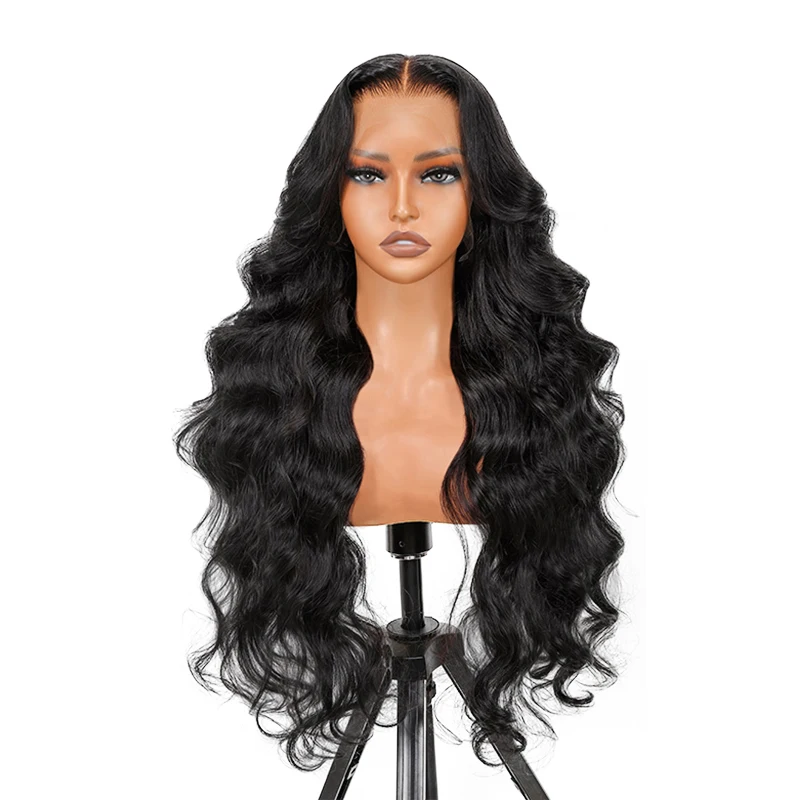 

Black 13x6 Lace Frontal Wig Long Lightweight Hairline with Hair Transparent Lace Heat Human Hair Glueless Lace Front Wigs